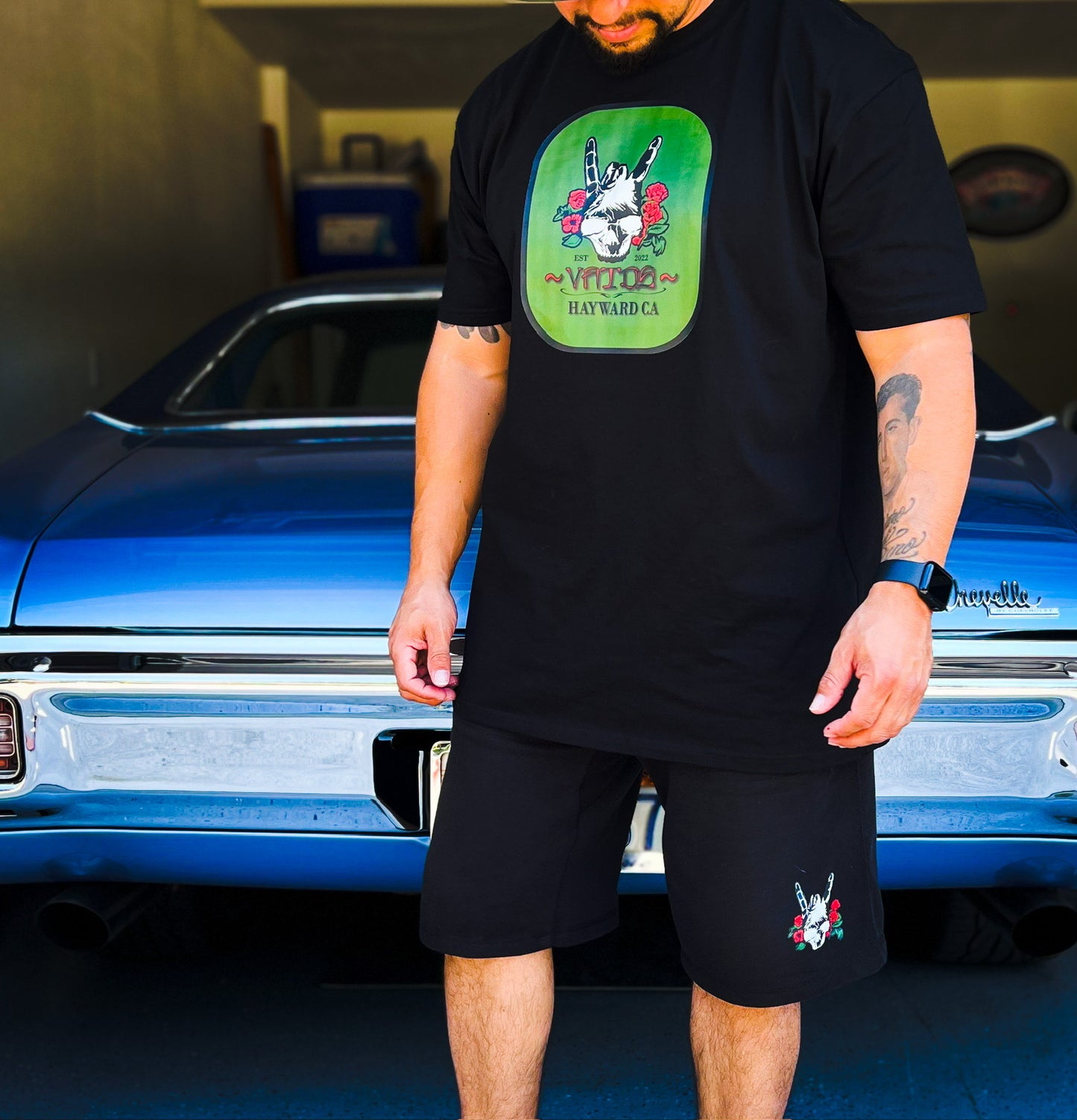 Vatos Skull Fleece Jogger Shorts